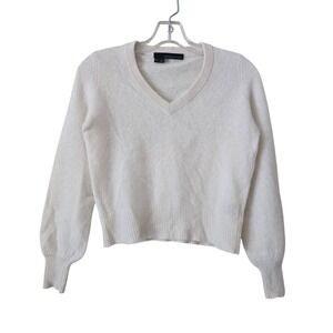 360 Cashmere Womens V-Neck Sweater Cream White 100% Cashmere Size XS